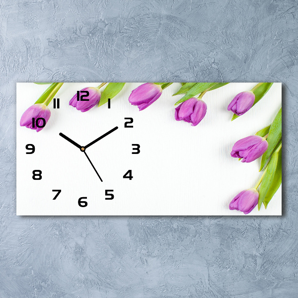 Horloge rectangulaire horizontale Tulipes violettes