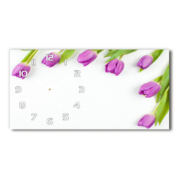 Horloge rectangulaire horizontale Tulipes violettes