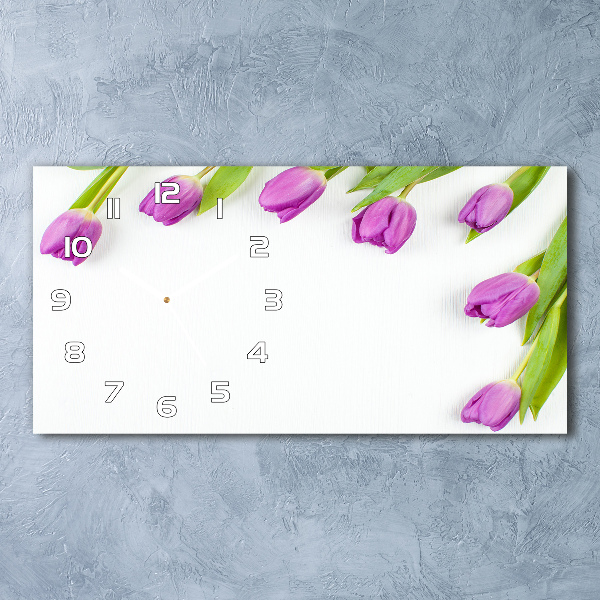 Horloge rectangulaire horizontale Tulipes violettes