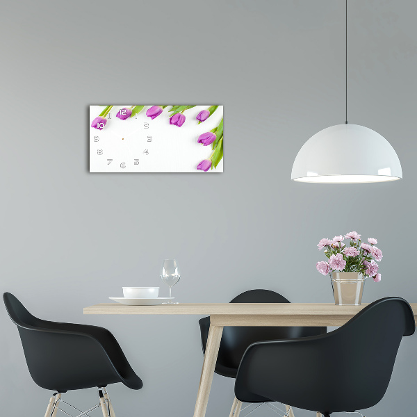 Horloge rectangulaire horizontale Tulipes violettes