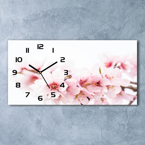 Horloge horizontale en verre Fleurs de cerisier