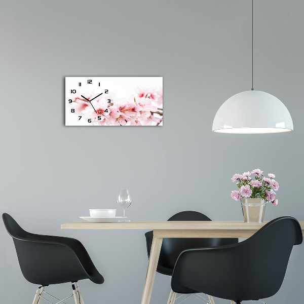 Horloge horizontale en verre Fleurs de cerisier