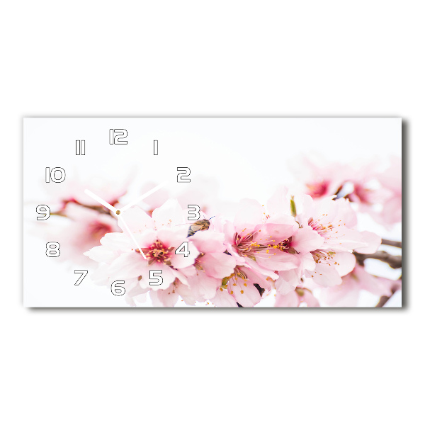 Horloge horizontale en verre Fleurs de cerisier