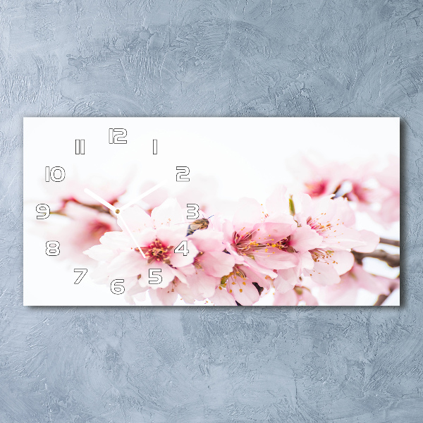 Horloge horizontale en verre Fleurs de cerisier