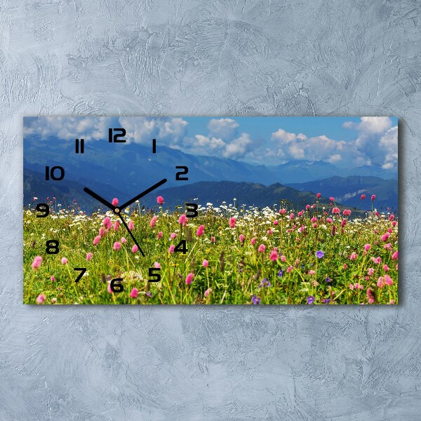 Horloge horizontale en verre Prairie en montagne