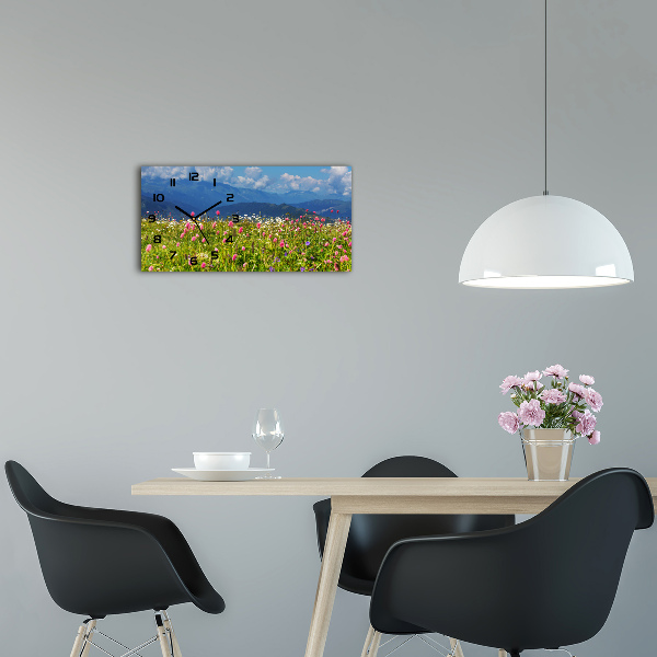 Horloge horizontale en verre Prairie en montagne