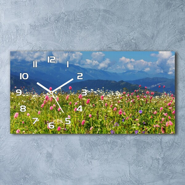 Horloge horizontale en verre Prairie en montagne