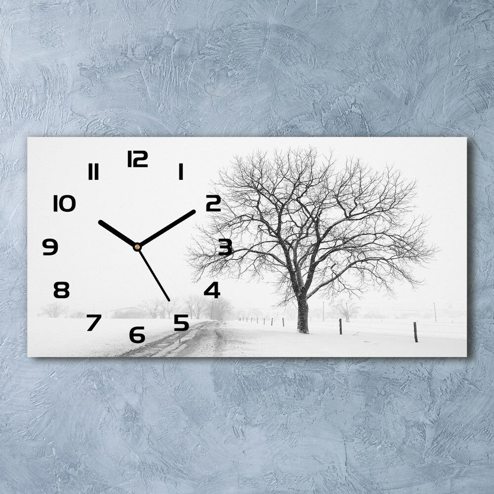 Horloge murale horizontale Arbre en hiver