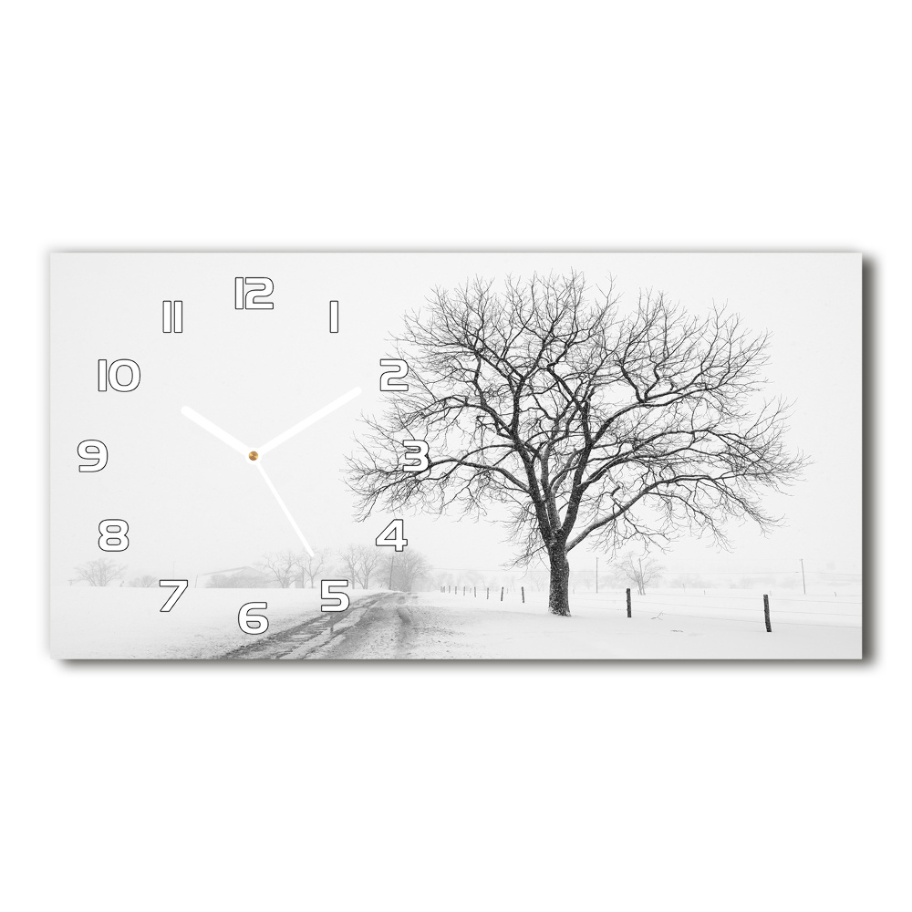 Horloge murale horizontale Arbre en hiver