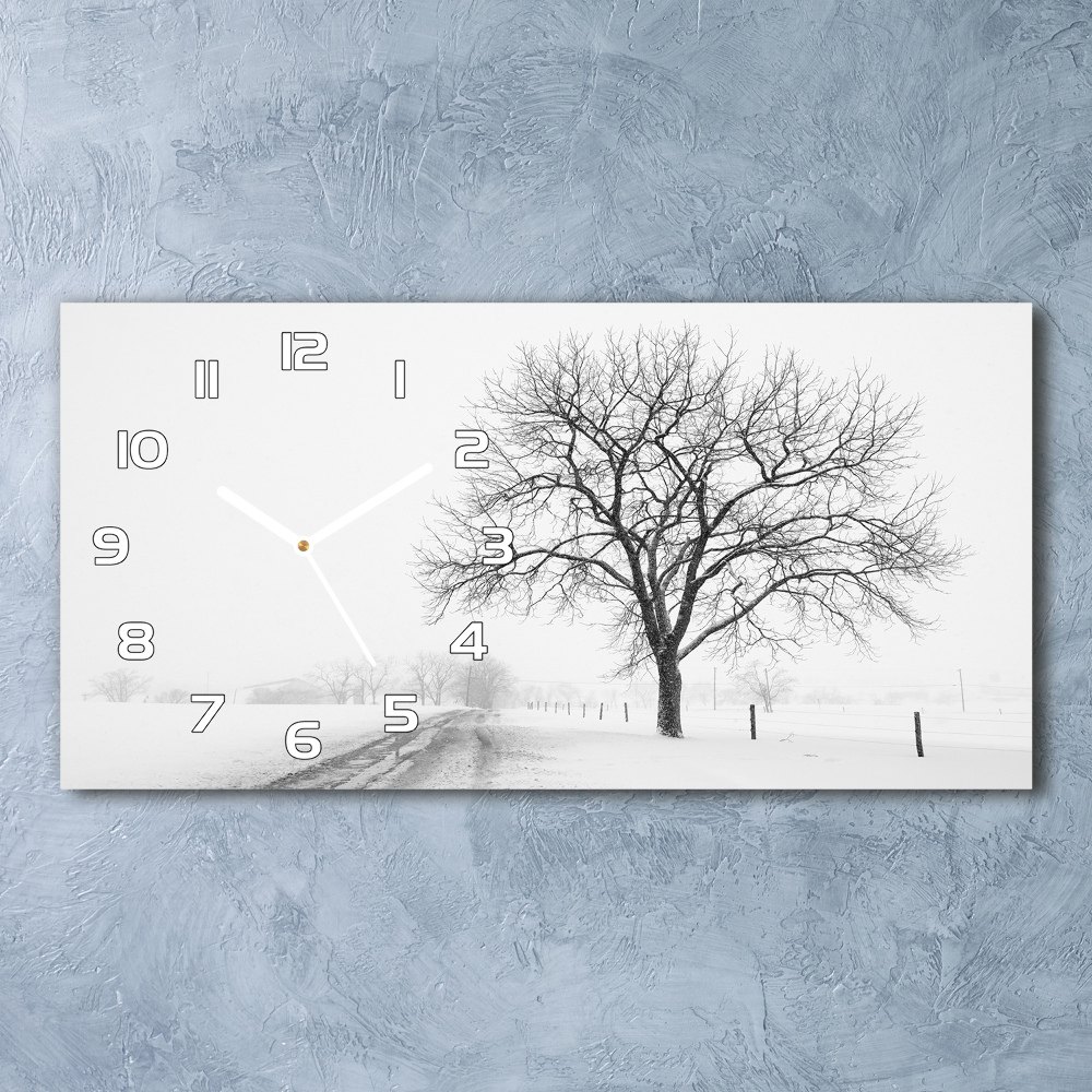 Horloge murale horizontale Arbre en hiver