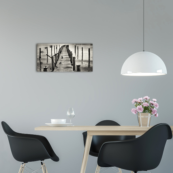 Horloge murale horizontale Jetée en bois