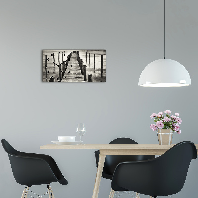 Horloge murale horizontale Jetée en bois