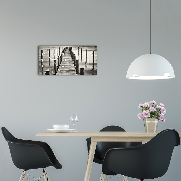 Horloge murale horizontale Jetée en bois