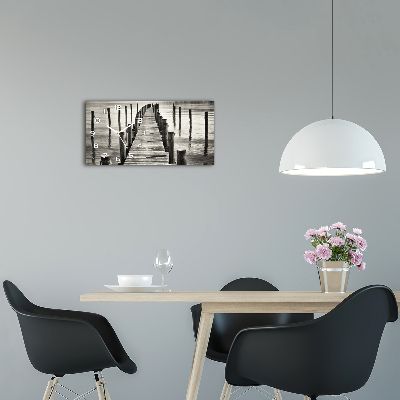 Horloge murale horizontale Jetée en bois