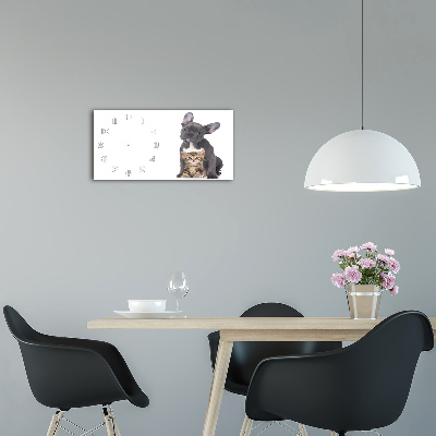 Horloge murale horizontale Chien et chat