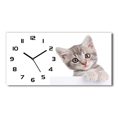 Horloge murale horizontale Chat gris