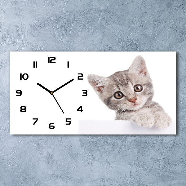 Horloge murale horizontale Chat gris