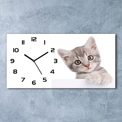 Horloge murale horizontale Chat gris
