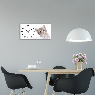 Horloge murale horizontale Chat gris