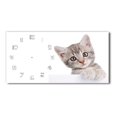 Horloge murale horizontale Chat gris