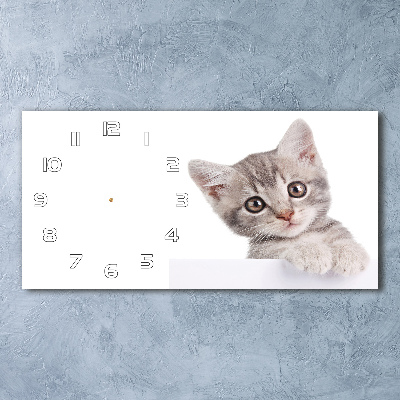Horloge murale horizontale Chat gris