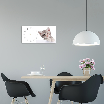 Horloge murale horizontale Chat gris