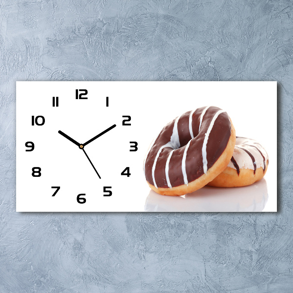 Horloge horizontale en verre Beignets au chocolat