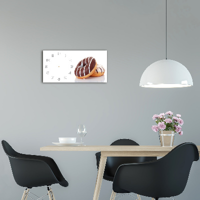 Horloge horizontale en verre Beignets au chocolat