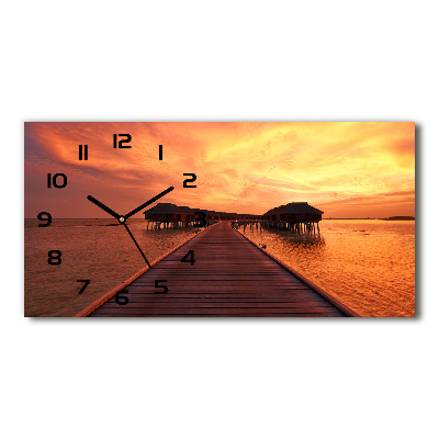 Horloge murale horizontale Bungalows aux Maldives