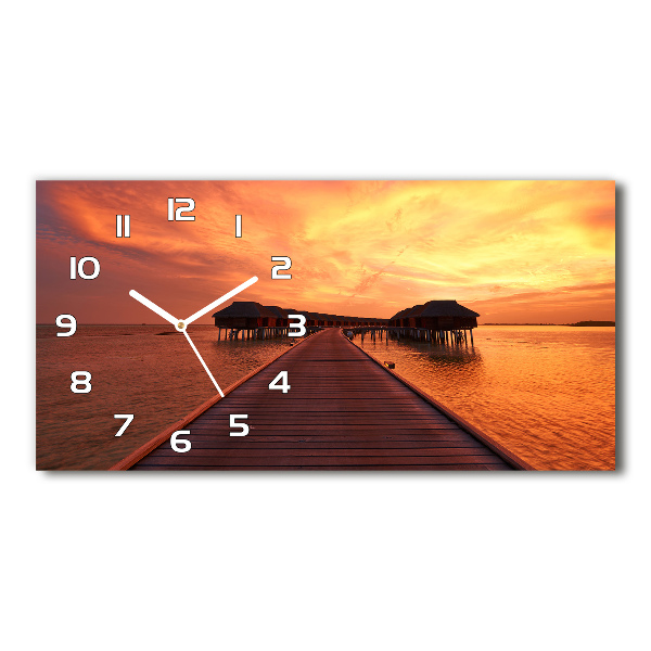 Horloge murale horizontale Bungalows aux Maldives