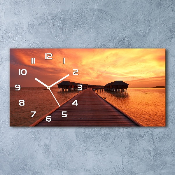Horloge murale horizontale Bungalows aux Maldives