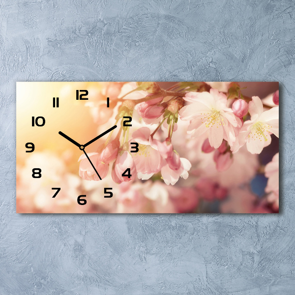 Horloge murale horizontale Fleurs de cerisier