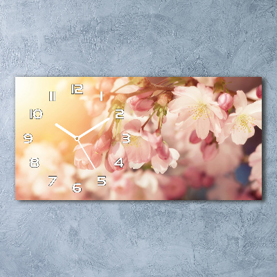 Horloge murale horizontale Fleurs de cerisier