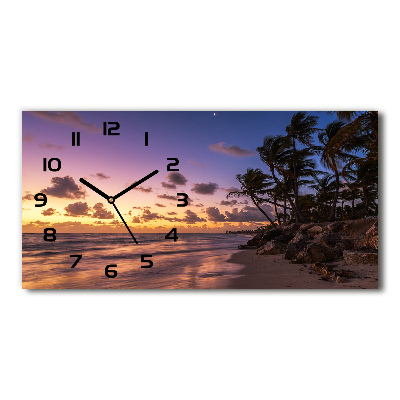 Horloge murale horizontale Coucher de soleil sur la plage
