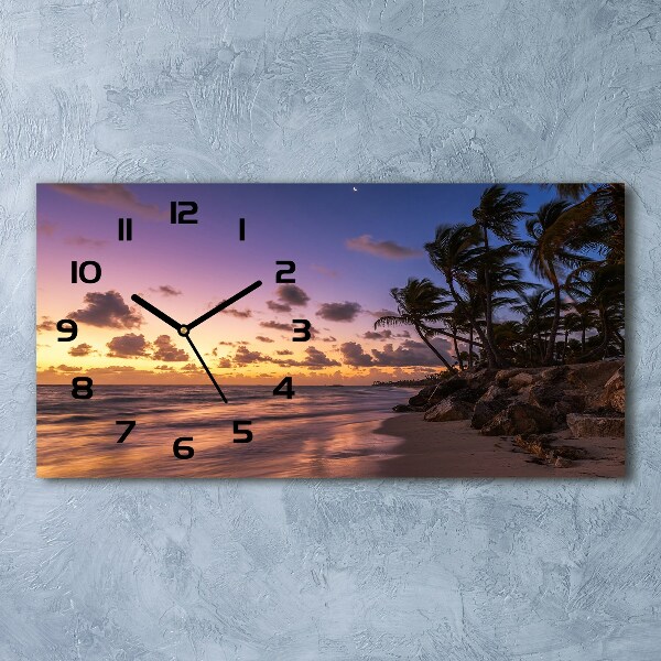 Horloge murale horizontale Coucher de soleil sur la plage