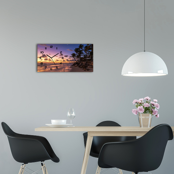 Horloge murale horizontale Coucher de soleil sur la plage