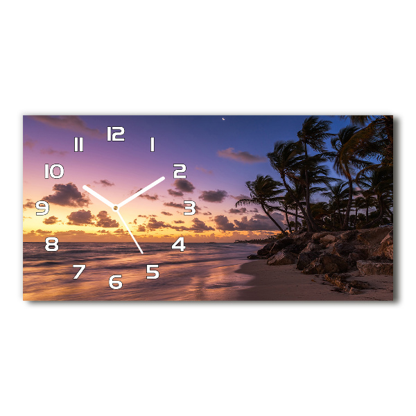 Horloge murale horizontale Coucher de soleil sur la plage