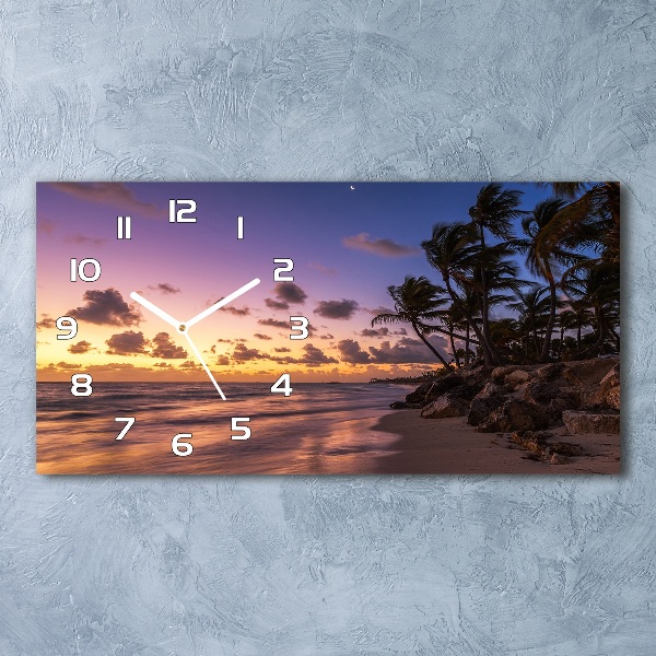 Horloge murale horizontale Coucher de soleil sur la plage