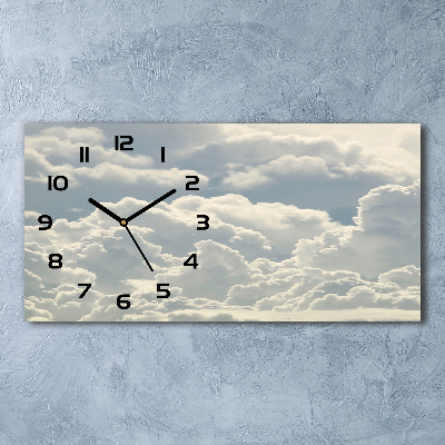 Horloge horizontale en verre Nuages