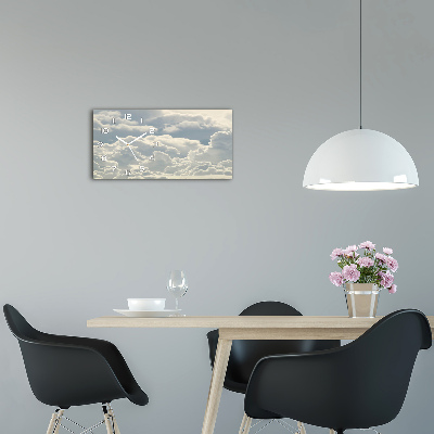 Horloge horizontale en verre Nuages