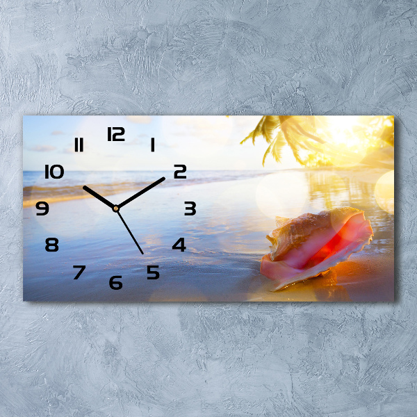Horloge murale horizontale Coquillage sur la plage
