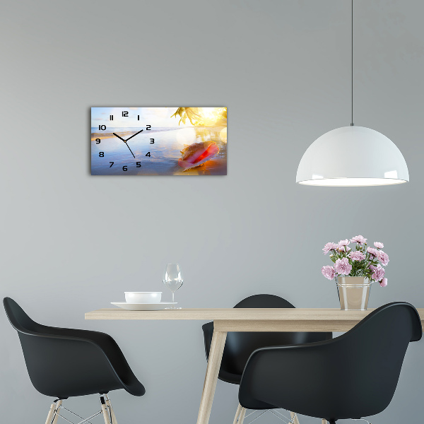 Horloge murale horizontale Coquillage sur la plage