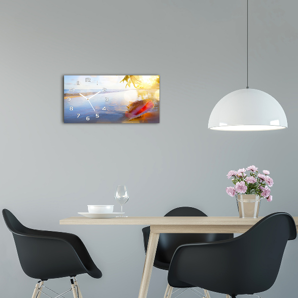 Horloge murale horizontale Coquillage sur la plage
