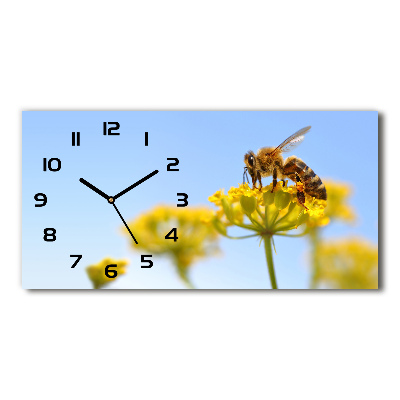 Horloge rectangulaire horizontale Abeille sur une fleur