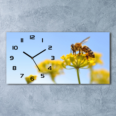 Horloge rectangulaire horizontale Abeille sur une fleur