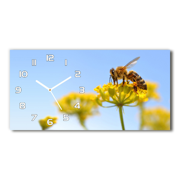 Horloge rectangulaire horizontale Abeille sur une fleur