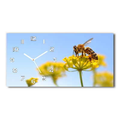 Horloge rectangulaire horizontale Abeille sur une fleur