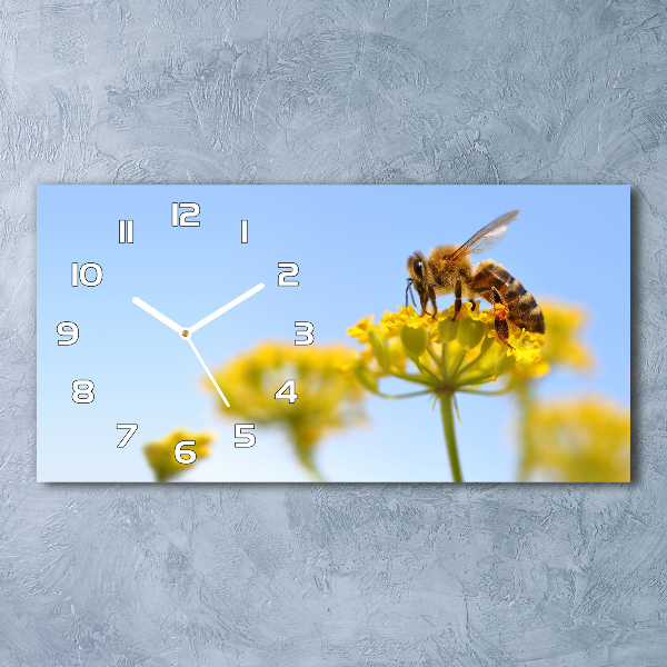 Horloge rectangulaire horizontale Abeille sur une fleur