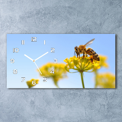 Horloge rectangulaire horizontale Abeille sur une fleur