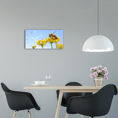 Horloge rectangulaire horizontale Abeille sur une fleur